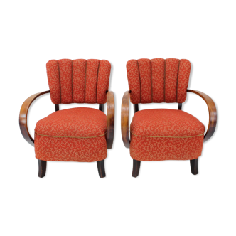 Set of 2 J. Halabala lounge chairs, 1950s
