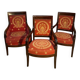 Pair of Empire Period Mahogany Armchairs and Bergère
