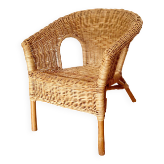 Vintage children's armchair in wicker and rattan