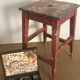 Old stool, burgundy, wabi-sabi