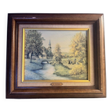 Vintage West German art print by Franz Josef Noha “Autumn Landscape” signed
