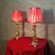 pair of gold steel lamps, bedside, bedroom, new lampshade 35x14, electric ok, clear