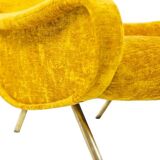 Marco Zanuso pour Artflex. Fauteuils jaune et en laiton doré. Années 1950.
