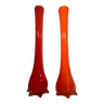 Pair vase soliflore orange glass Murano