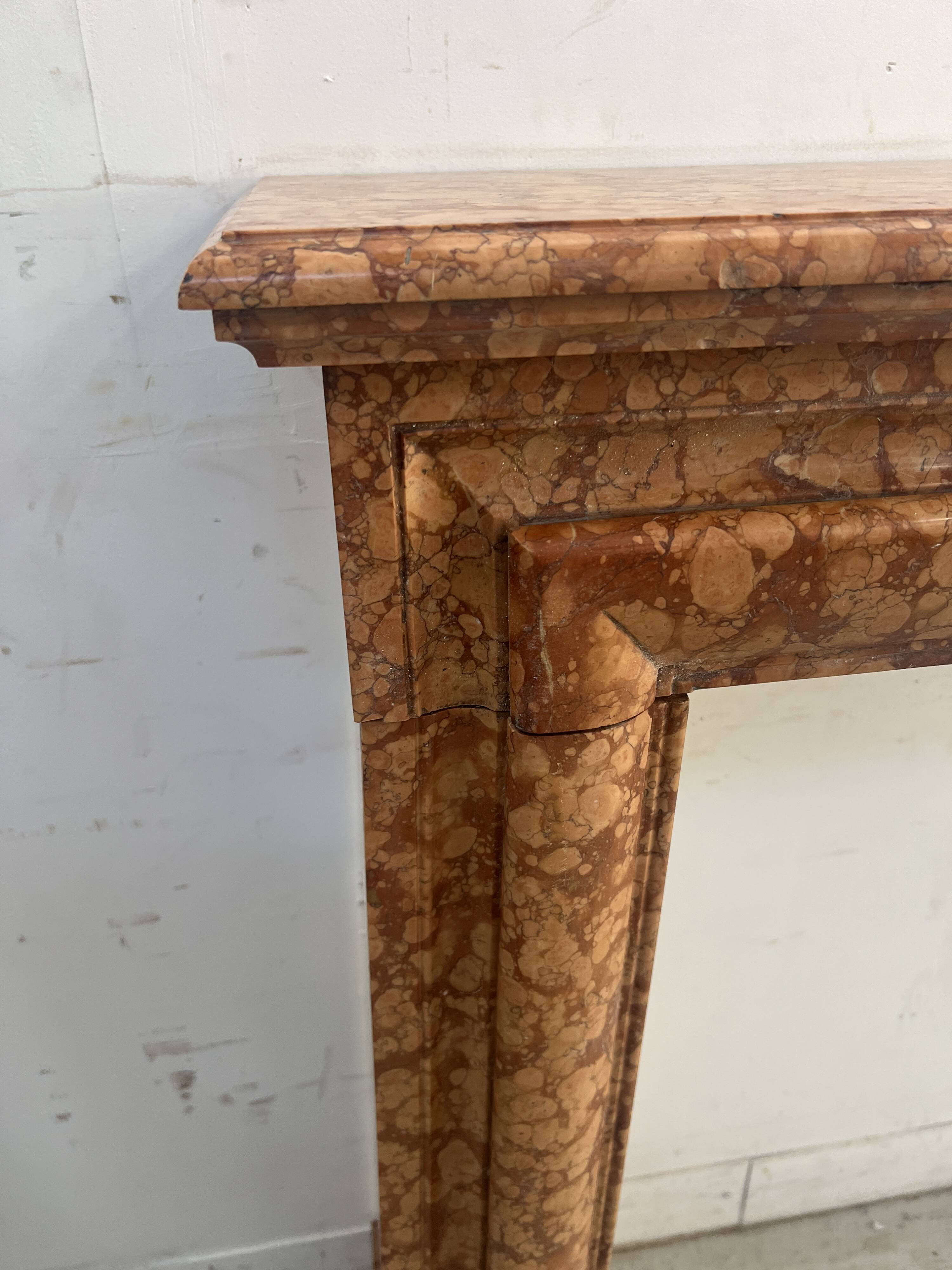 Cheminée de style Louis XIV en marbre de breche moucheté XIX siècle