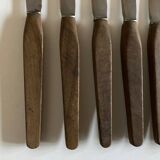 Set of 8 Scandinavian table knives 1960 wooden handle