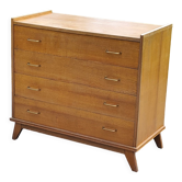 Vintage chest of drawers from the 50s in golden blond oak compass feet 4 drawers