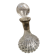 Antique cut glass spirit decanter with silver-plated neck and spout.