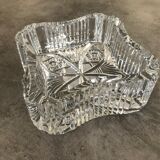 Ashtray crystal cup with patterns of massive square shape 16 cm