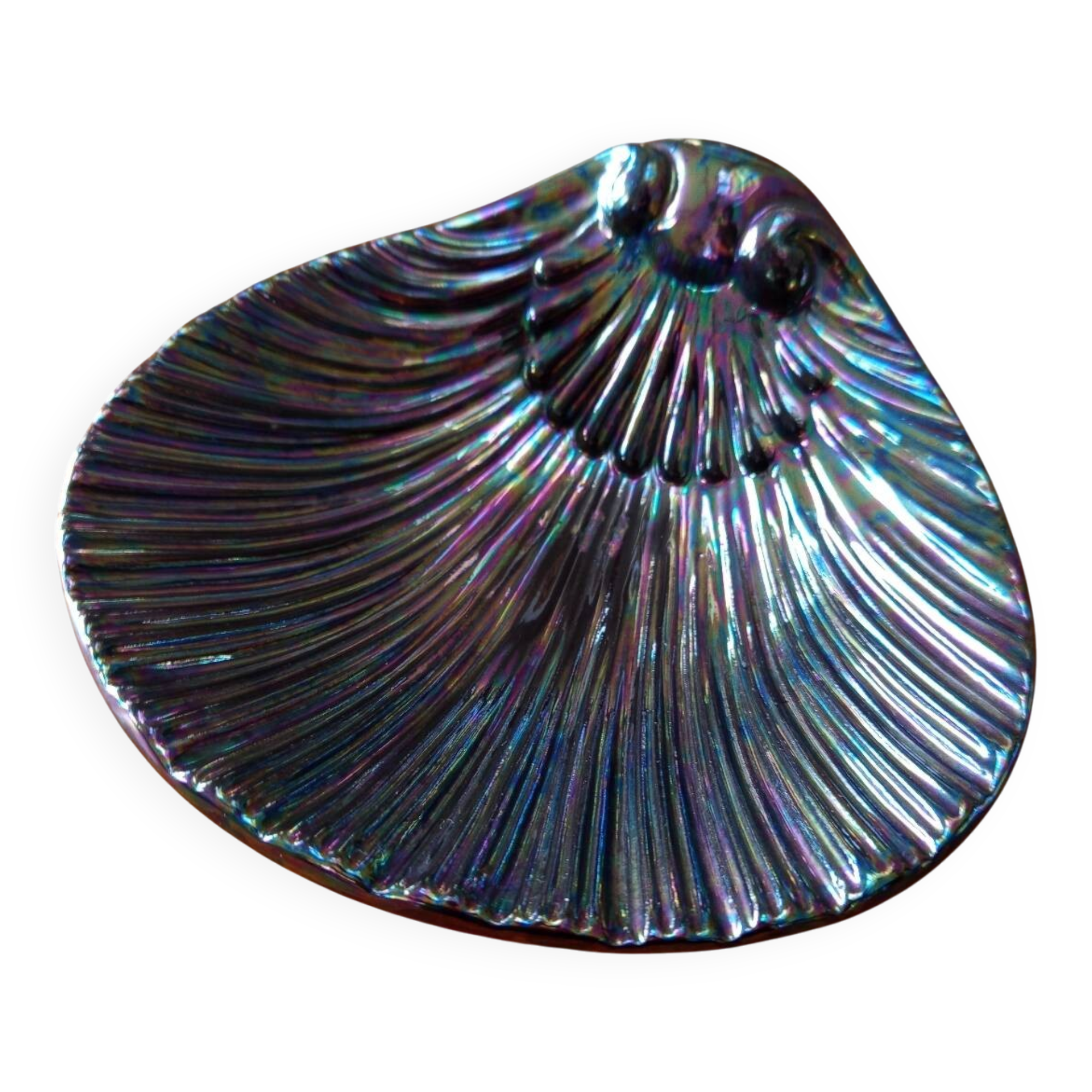 Iridescent seashell trinket tray