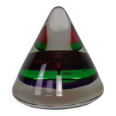 Sommerso Murano Cone Glass Paperweight, Italy, 1970s