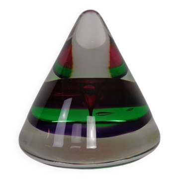 Sommerso Murano Cone Glass Paperweight, Italy, 1970s