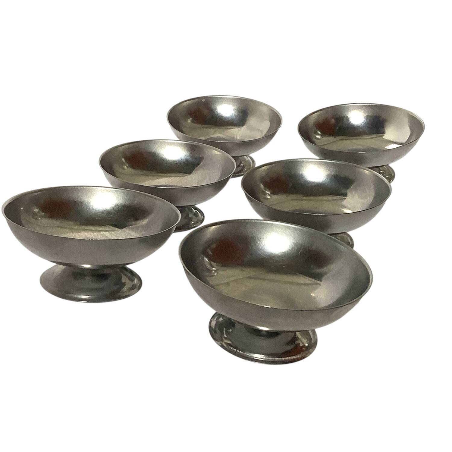 6 Vintage Stainless Steel Ice Cream Cups - Made in France