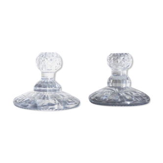 2 paperweight glass cut crystal shape handle