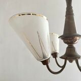 Art deco chandelier in copper and granite glass