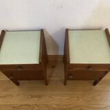 Pair of solid oak bedside tables from the 1950s.