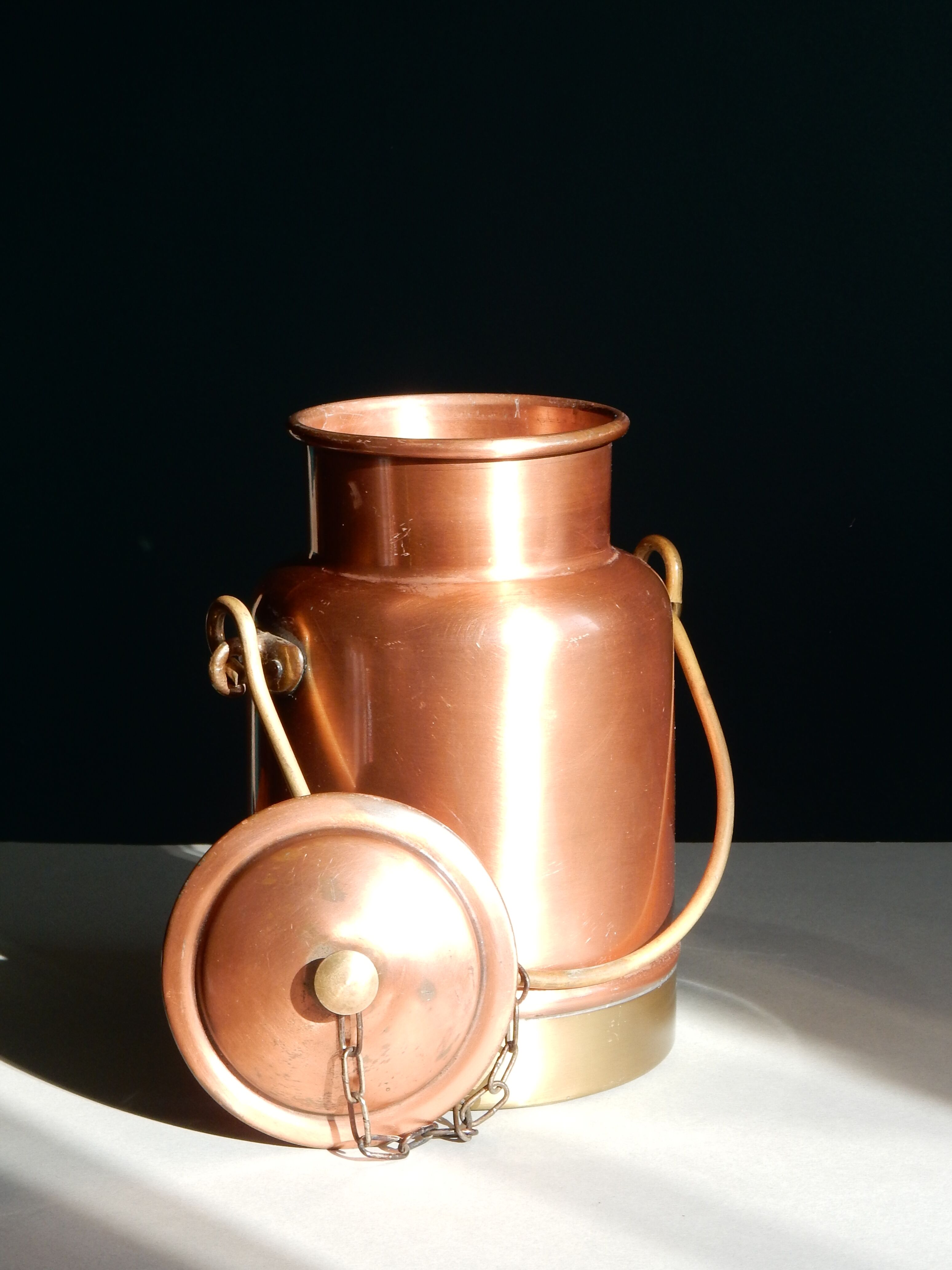 Copper and brass milk pot