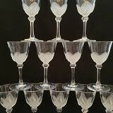 12 liquor glasses 50 cl in Arques crystal J G Durand model Florence
