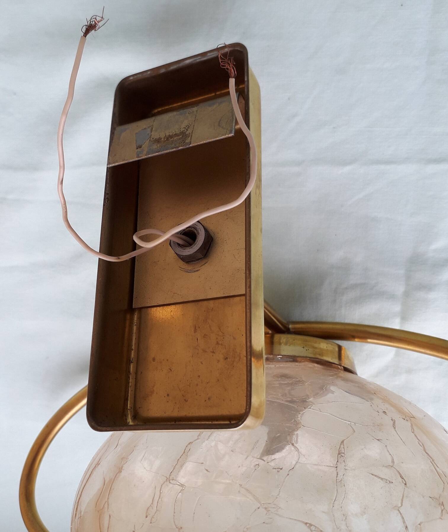 Pair of brass and glass wall lights