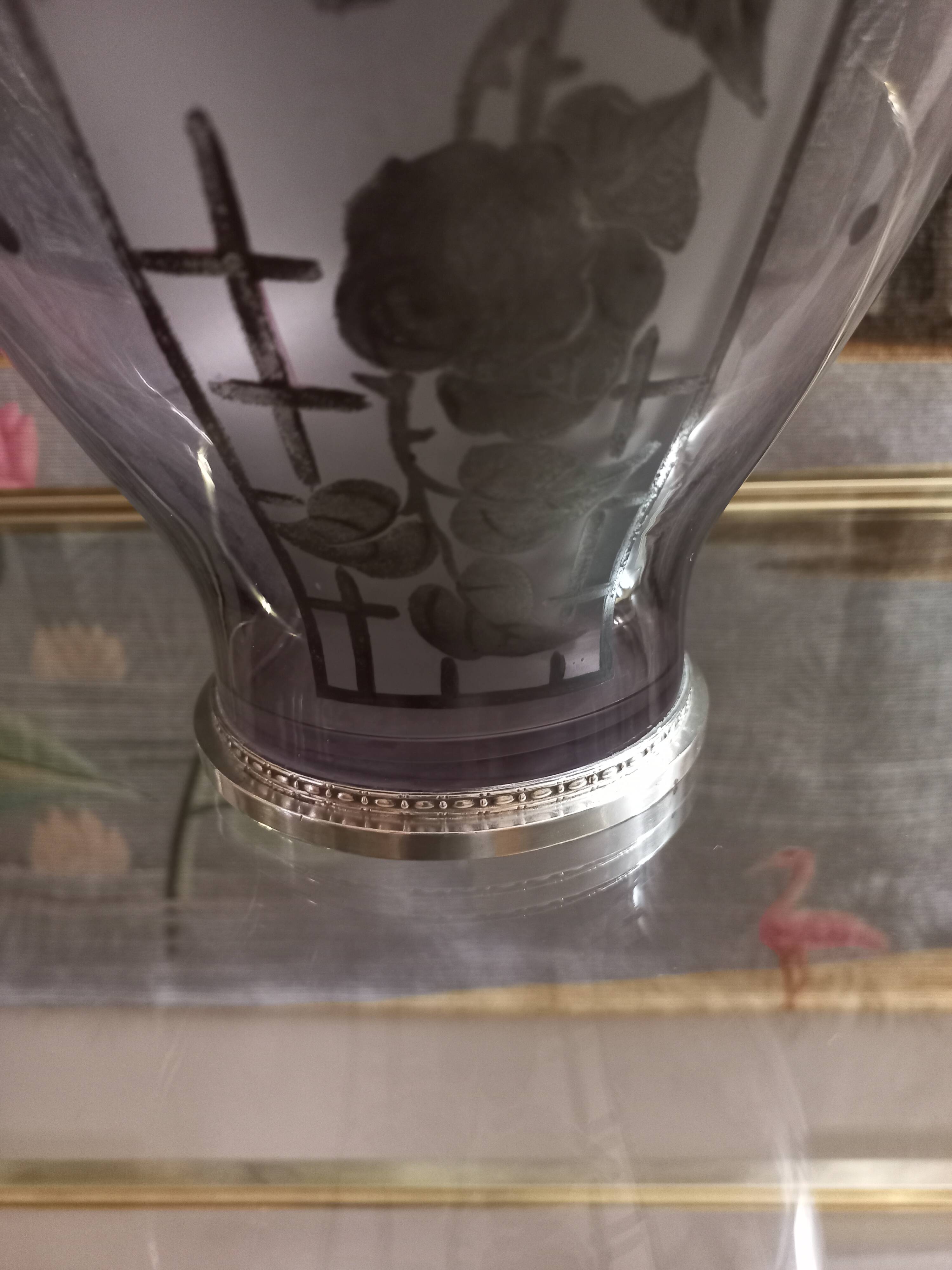 Art Deco vase in glass and silver metal