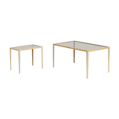 Ensemble de deux tables d’appoint avec un cadre en laiton - années 1960