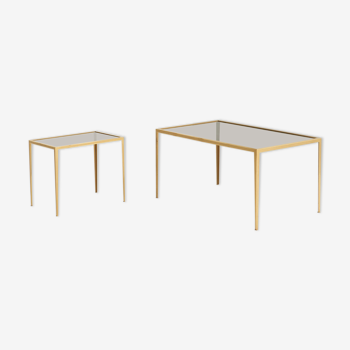 Set of Two Side Tables with a Brass Frame - 1960's