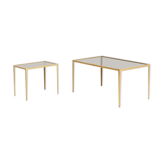 Ensemble de deux tables d’appoint avec un cadre en laiton - années 1960