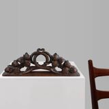 Fronton en chêne avec feuilles de chêne sculptées à la main, France vers 1850