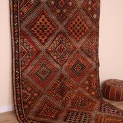 Burgundy Vintage Moroccan Rug 168 x 297 cm, Berber Wool Rug, Handmade Rug