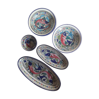 Set of ceramic ethnic dishes and plates