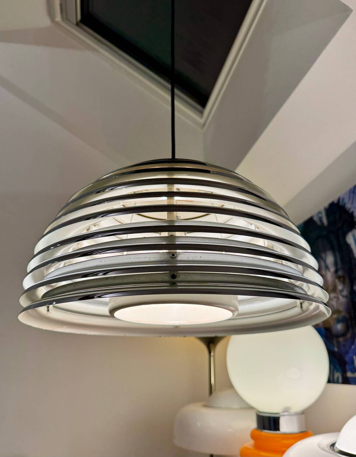 Kazuo Motozawa, Large Suspension "Saturn", Circa 1972, Metal Lamp