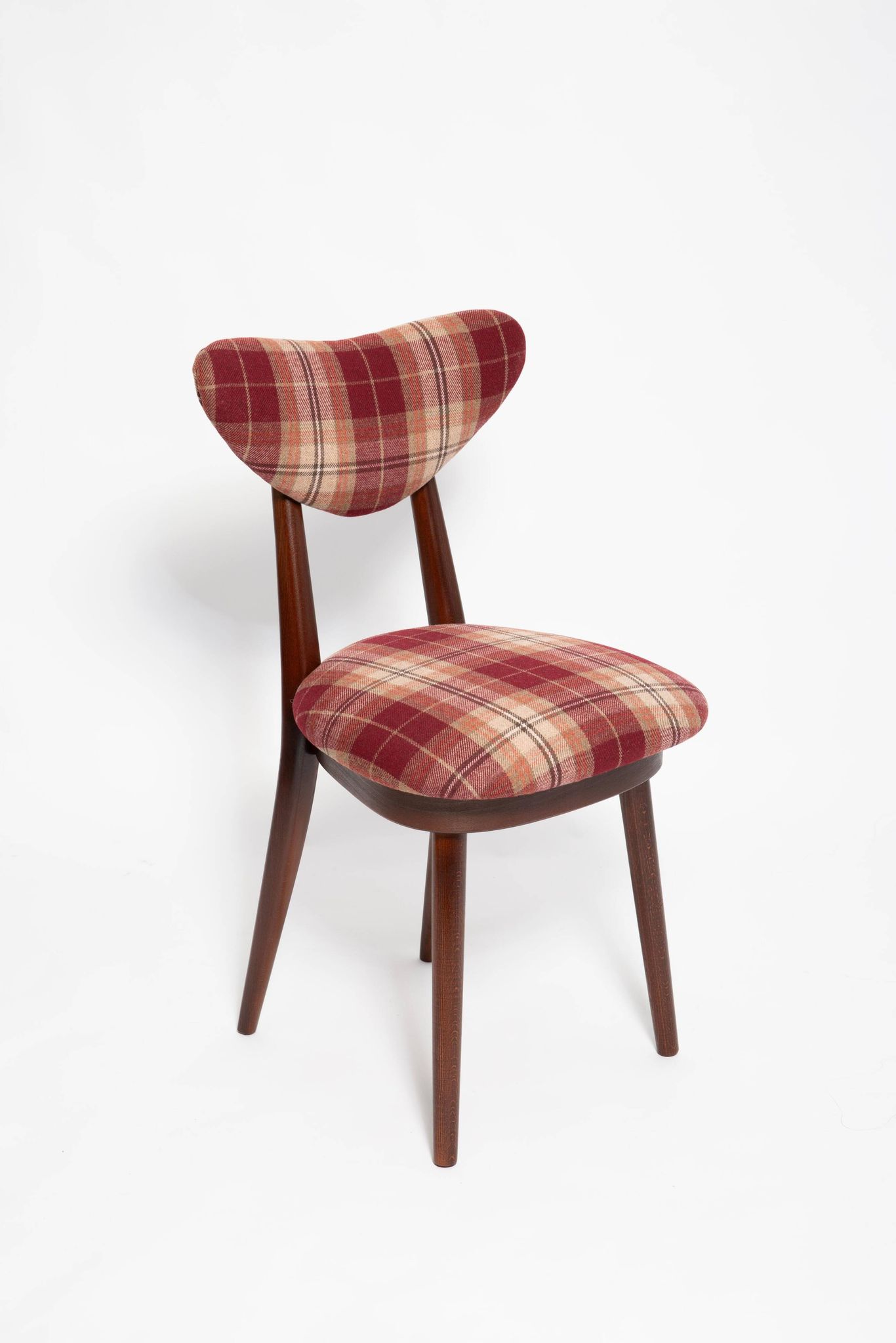 Classic Scottish chair in red burgundy tartan pattern, mid-century, Europe, 1960s.