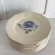 Set of 11 Digoin flat plates, blue rose patterns