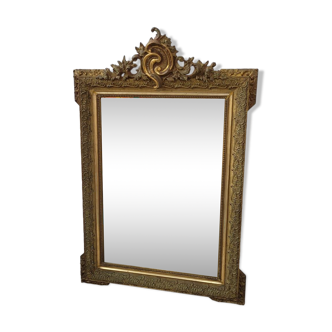 Miroir doré mouluré classique, années 50