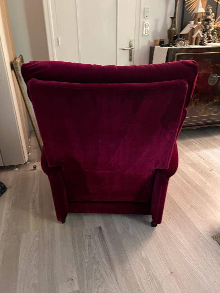 Vintage Parker Knoll red velvet recliner chair circa 1970
