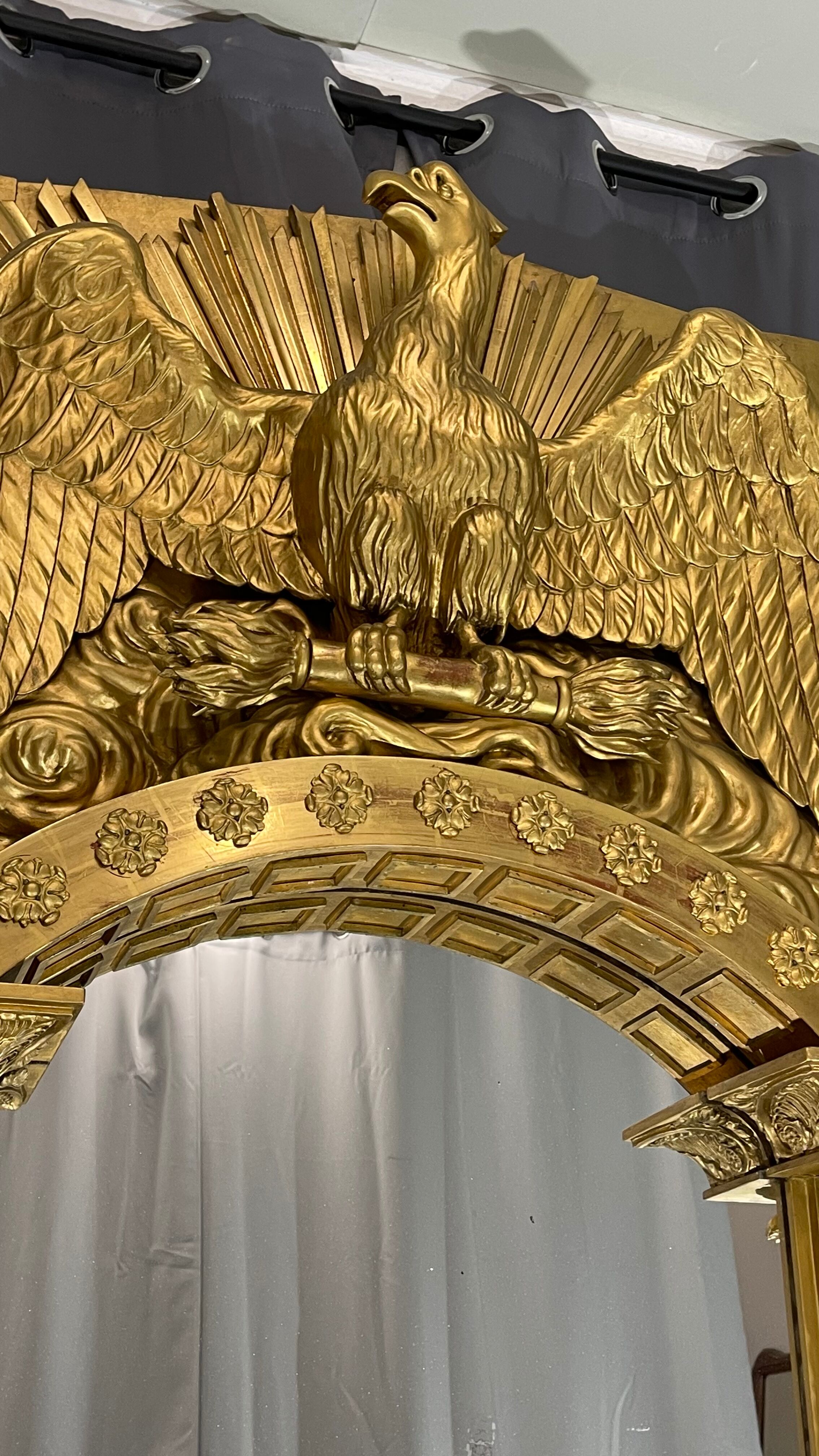 Mirror 212x101 cm empire era early nineteenth, gilding with gold leaf very good condition