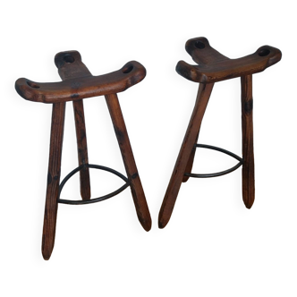 Pair of brutalist high stools