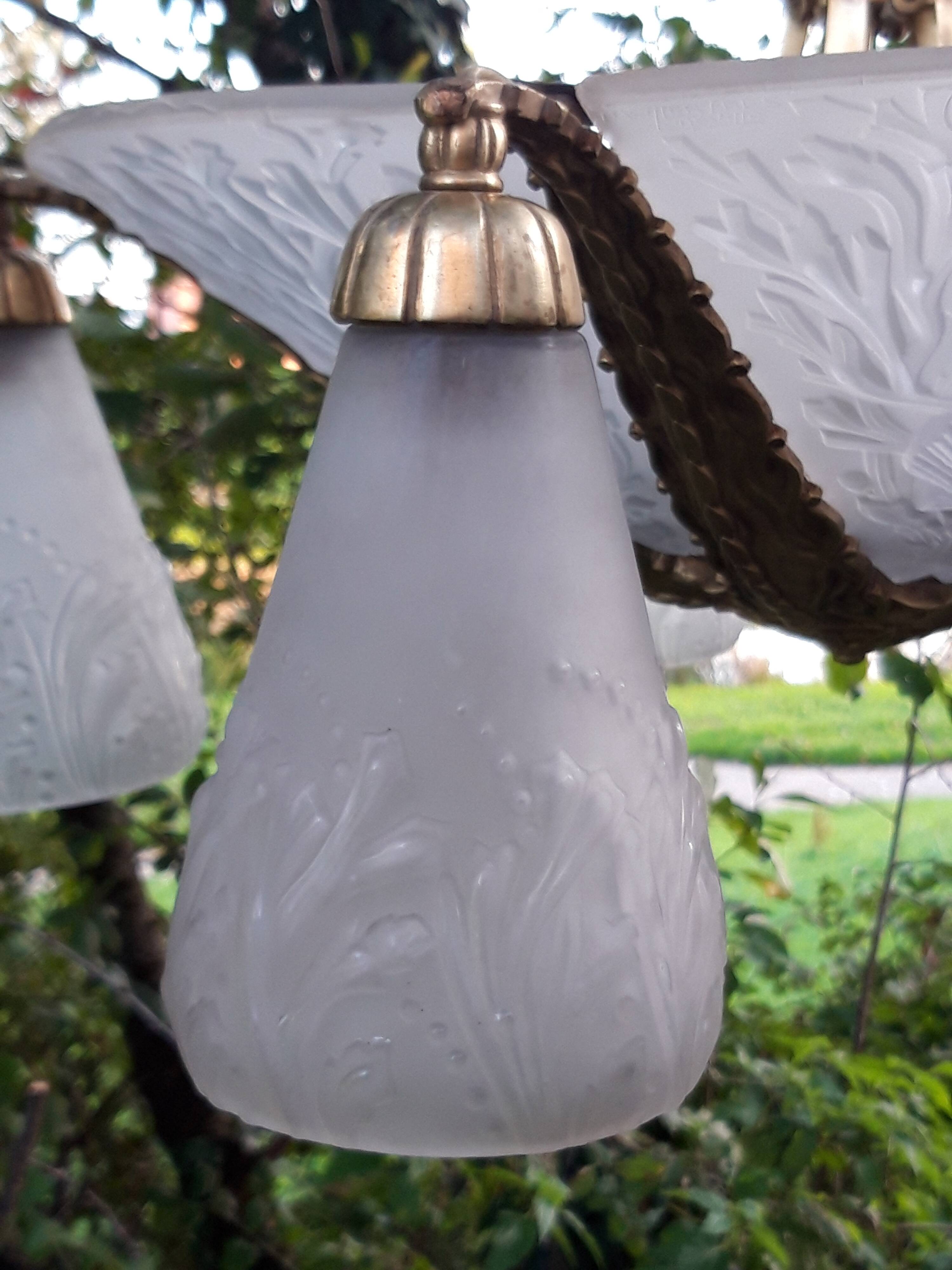 Muller brothers Luneville brass chandelier 1920/1930