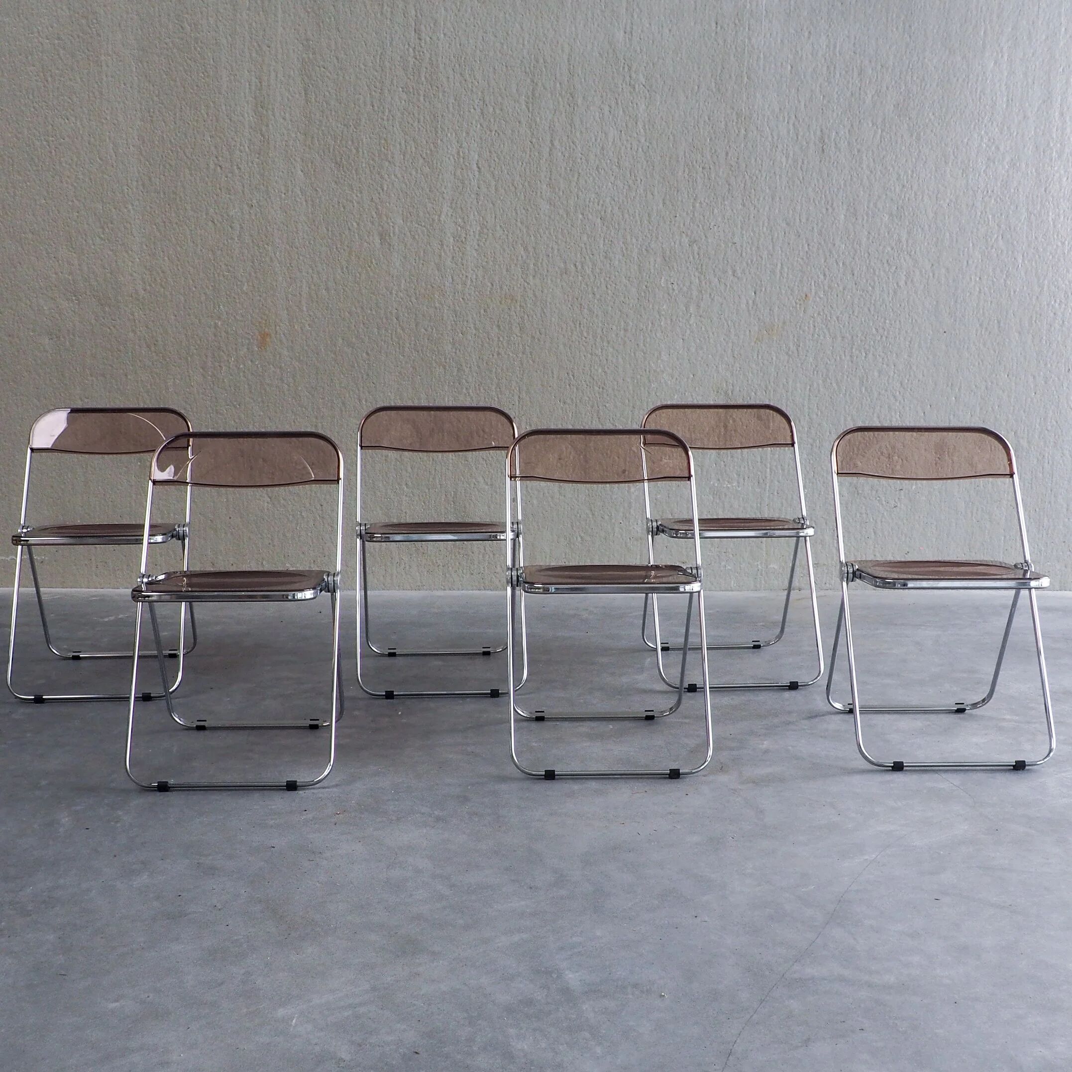 6 Plia folding chairs by Giancarlo Piretti for Anonima Castelli