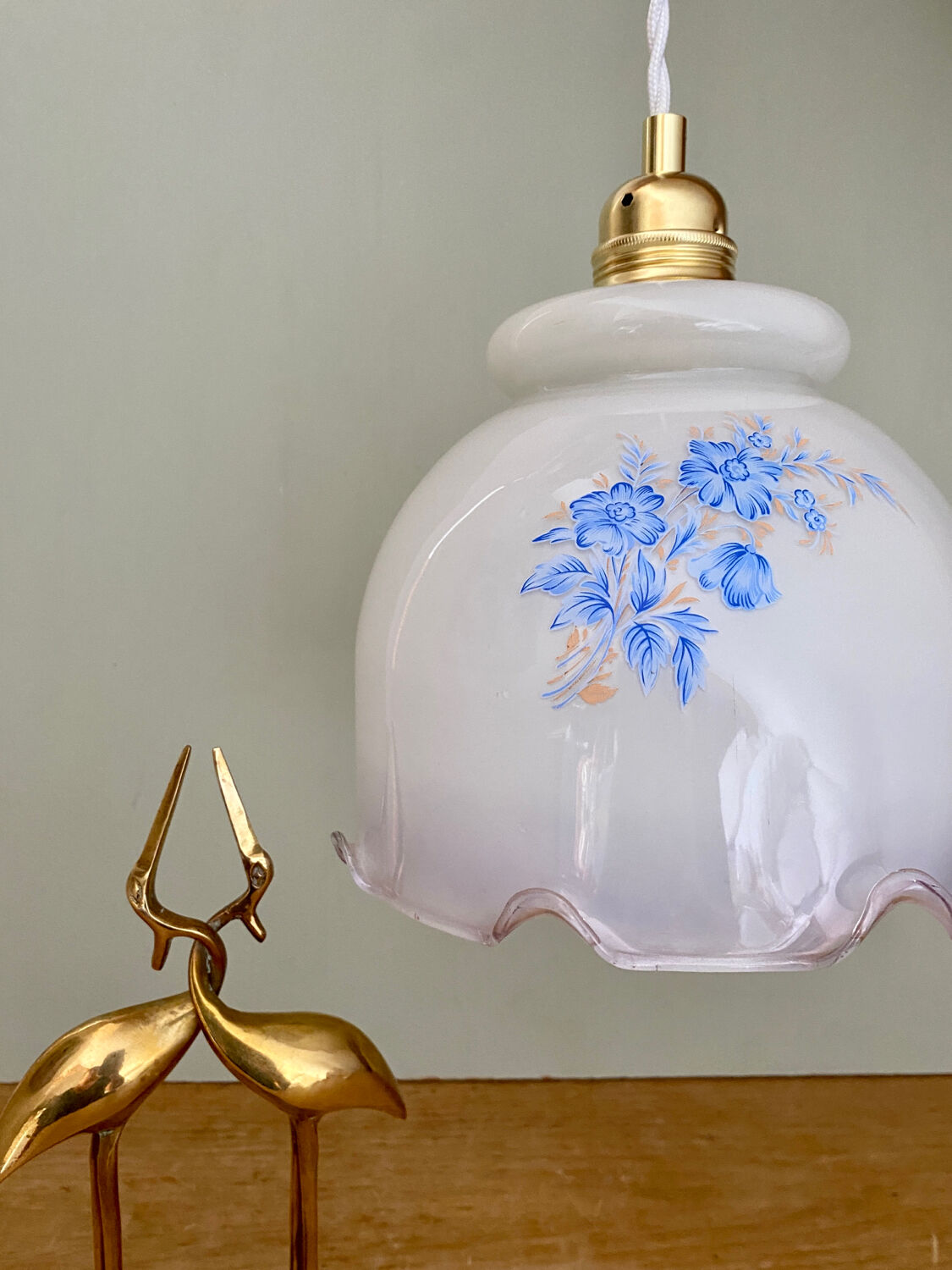 Vintage opaline lampshade pendant