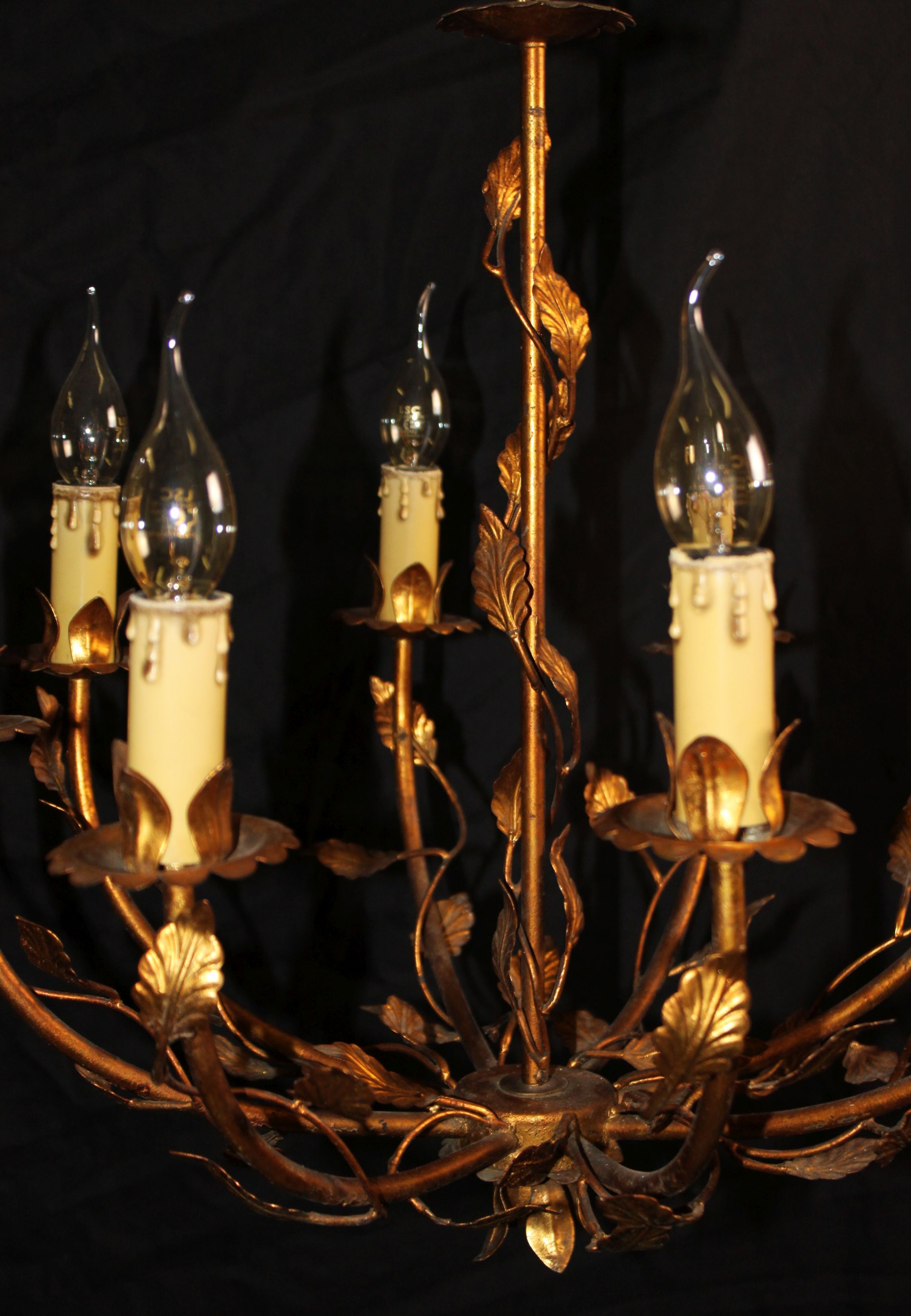 Vegetable chandelier in gilded metal, 1960