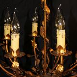 Vegetable chandelier in gilded metal, 1960