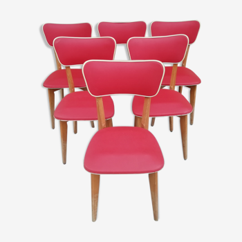 Lot de 6 chaises scandinaves années 50