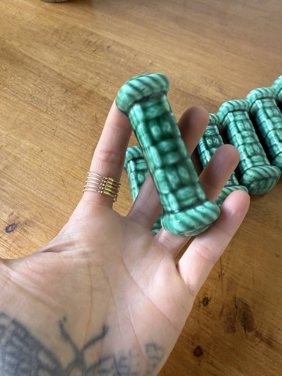 Vallauris green ceramic knife holder