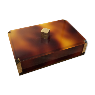 Gold Starry vintage 60 brass jewelry box - Galalithe scale-style