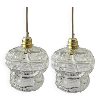 Lot de deux suspensions en verre vintage