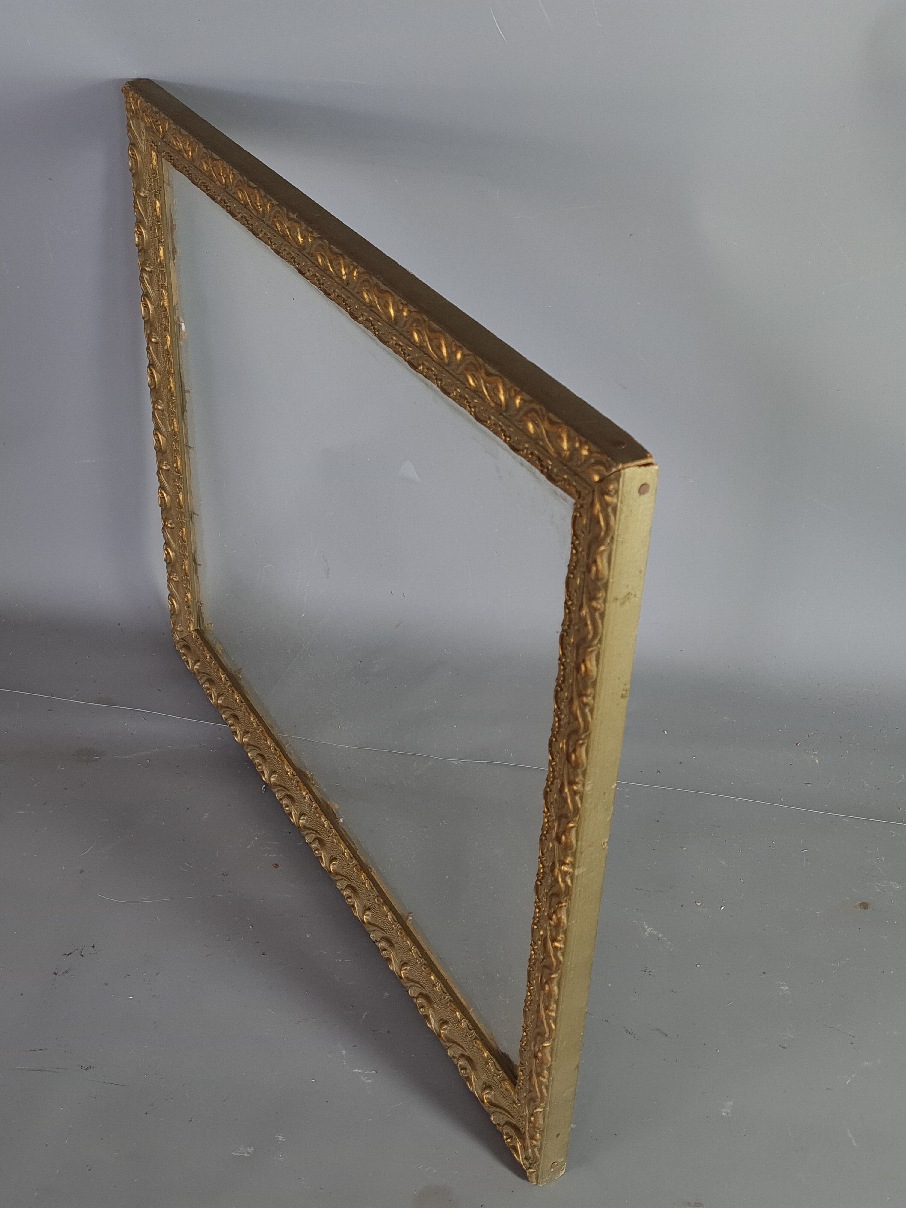 Old frame gilded stucco wood glass 46.5x35.5 cm, hardwood 41.7x32.7 cm SB
