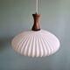 Teak and pleated white opaline suspension, Massive, 1960