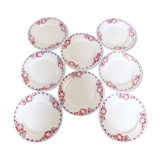 + Set 8 dessert plates Céranord - Saint Amand model Eglantines +