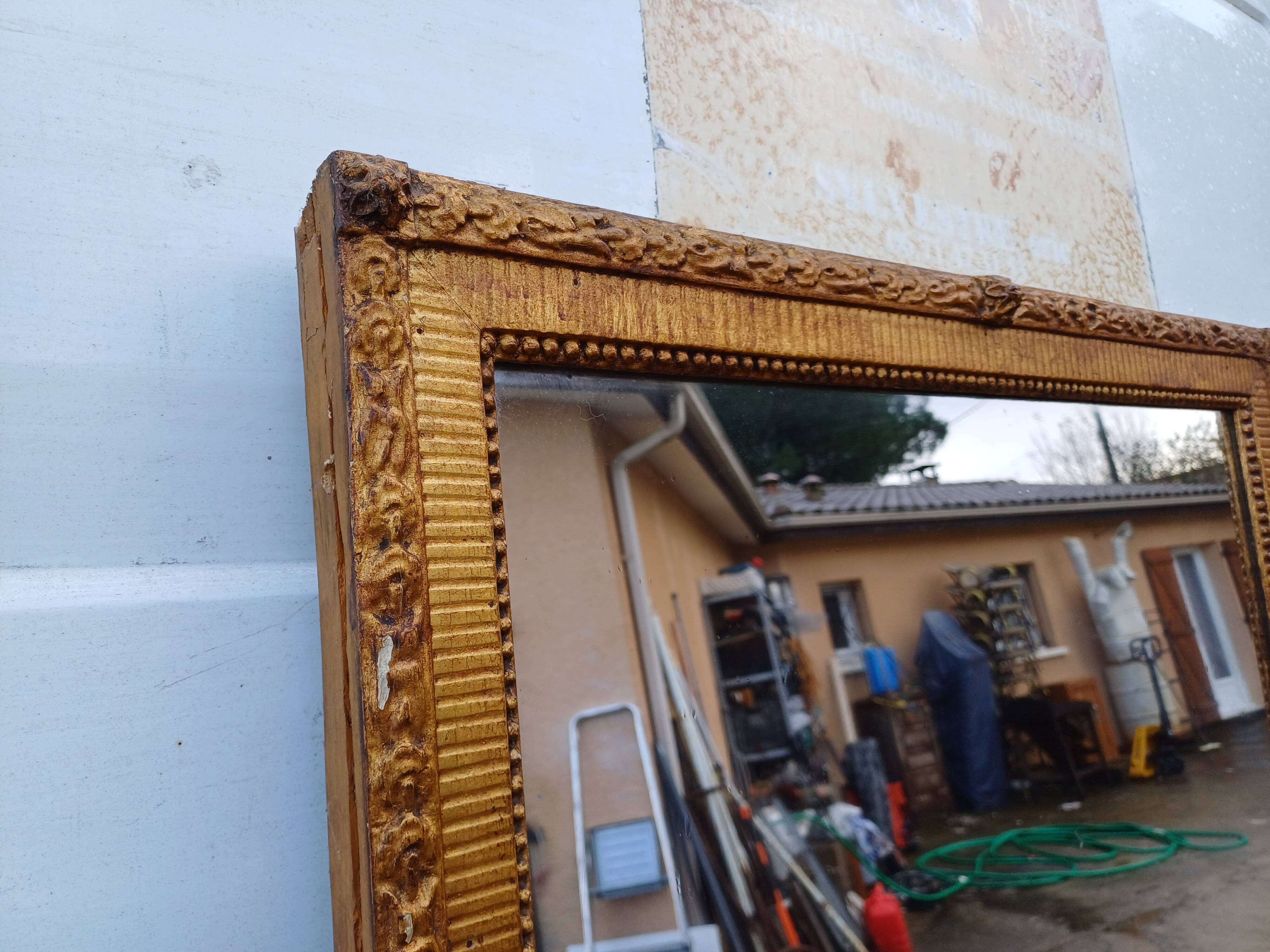 Miroir 19 éme Bois et Stuck Doré
